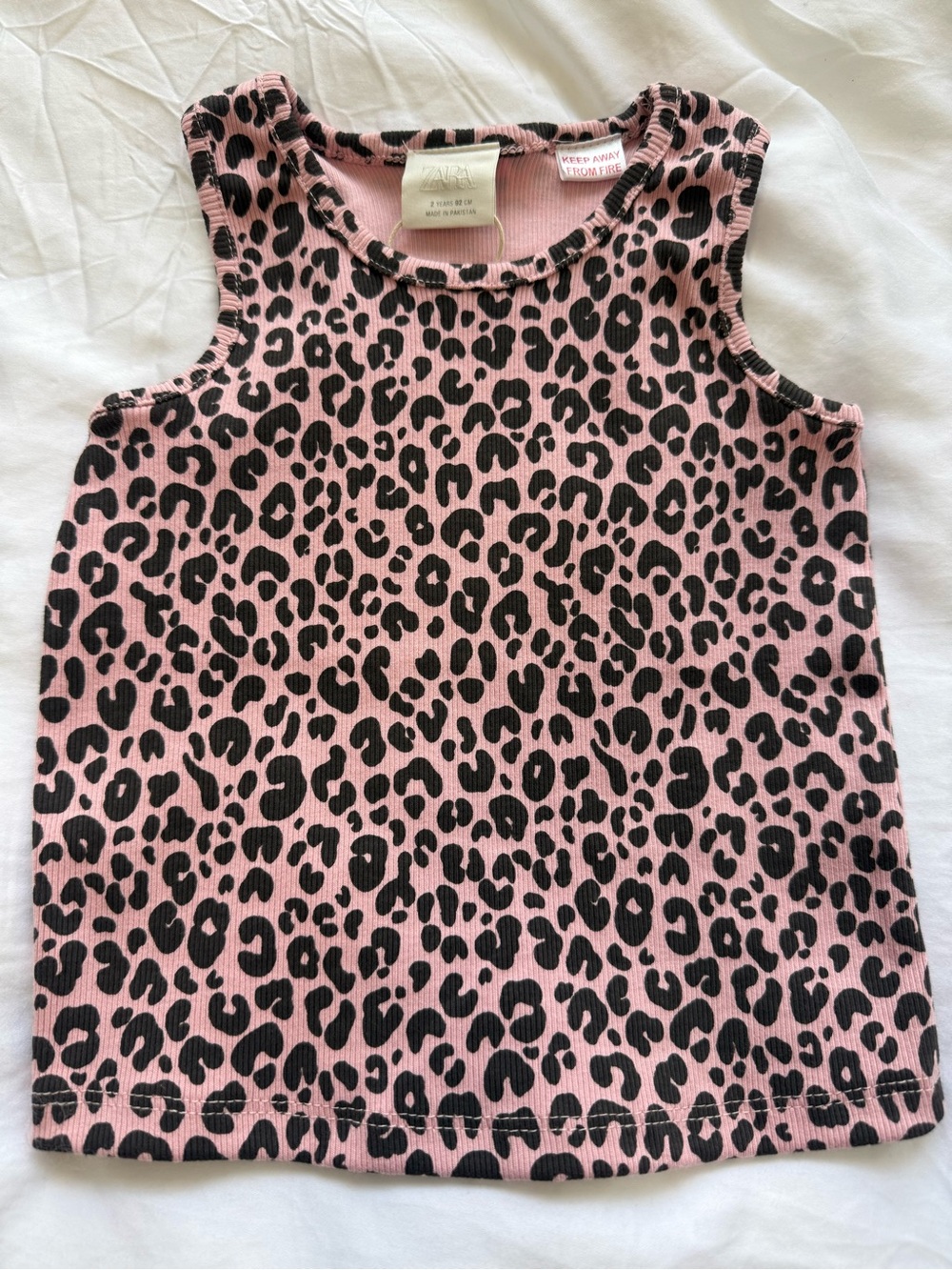 Zara 2T Leopard Animal Print Tank Top Pink Black New